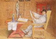 Carl Larsson self-portrait in the Studio oil painting on canvas